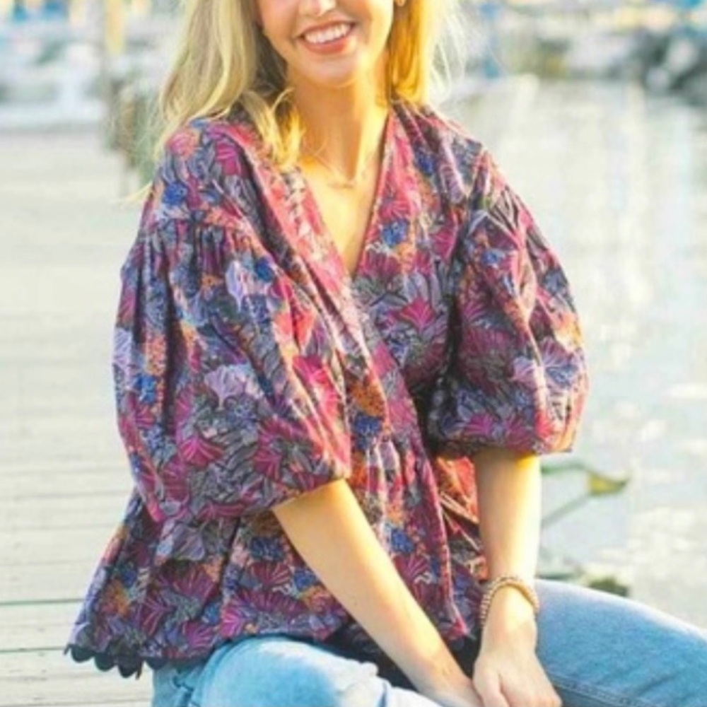 NWT Kika Vargas x Target Scallop Edge Wrap Top Size L Large or 2X - Picture 2 of 8